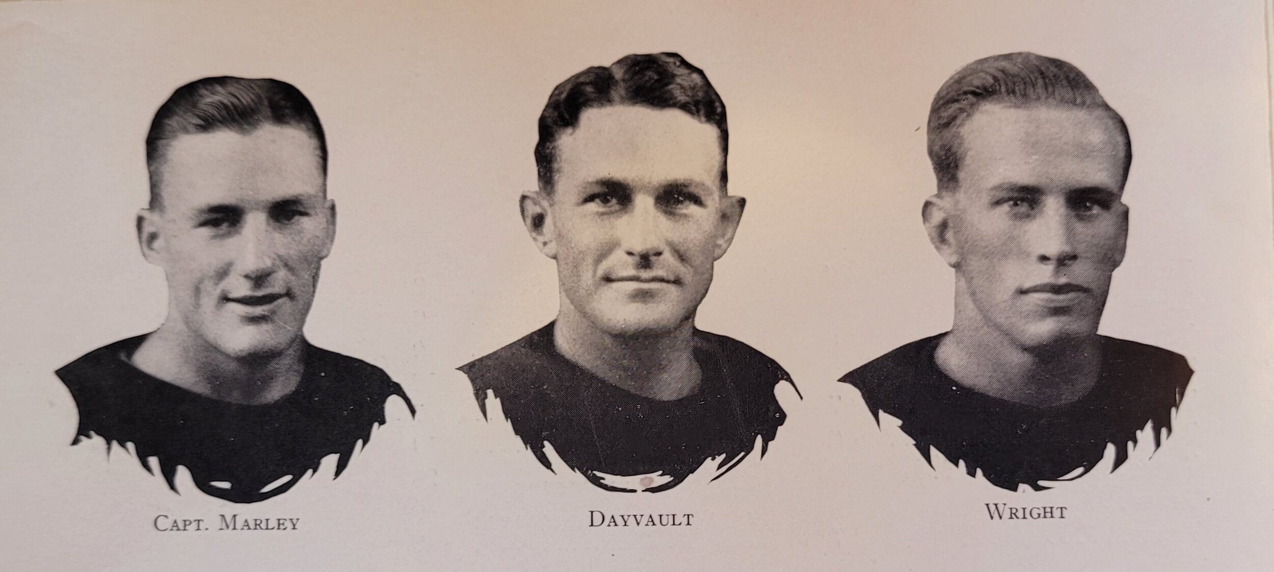 1924 Captain Marley, Dayvault, Wright football.jpg