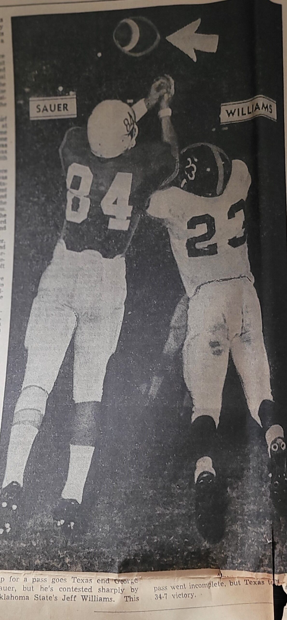  1963 Sauer against Oklahoma State 