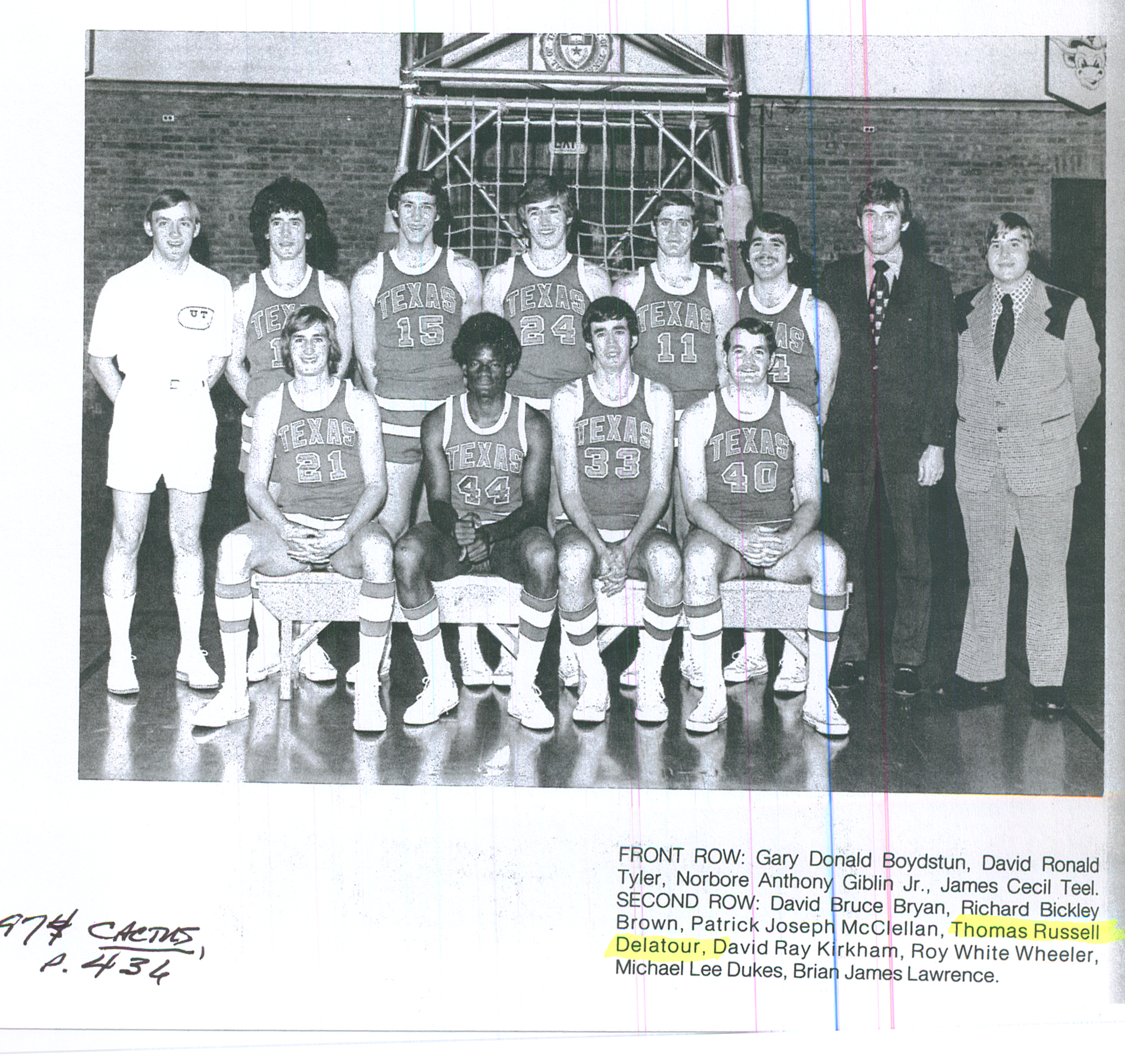  1974  Tommy is top row 4th from the left  