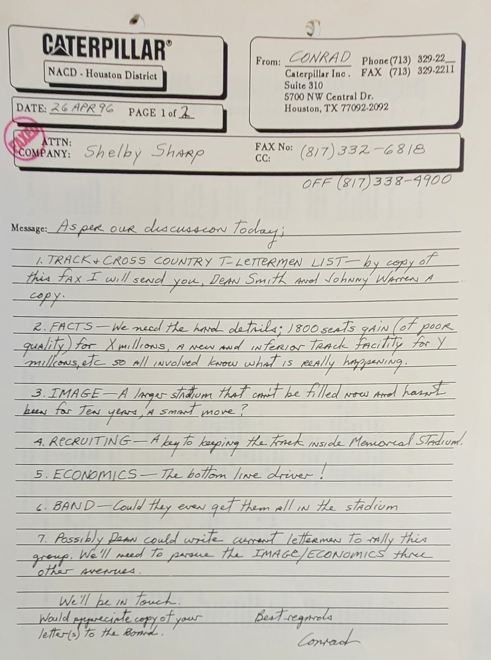 1996  a letter written to Hicks  questioning the decision to build a new track facility in place of the track in DKR stadium Conrad  (10).jpg