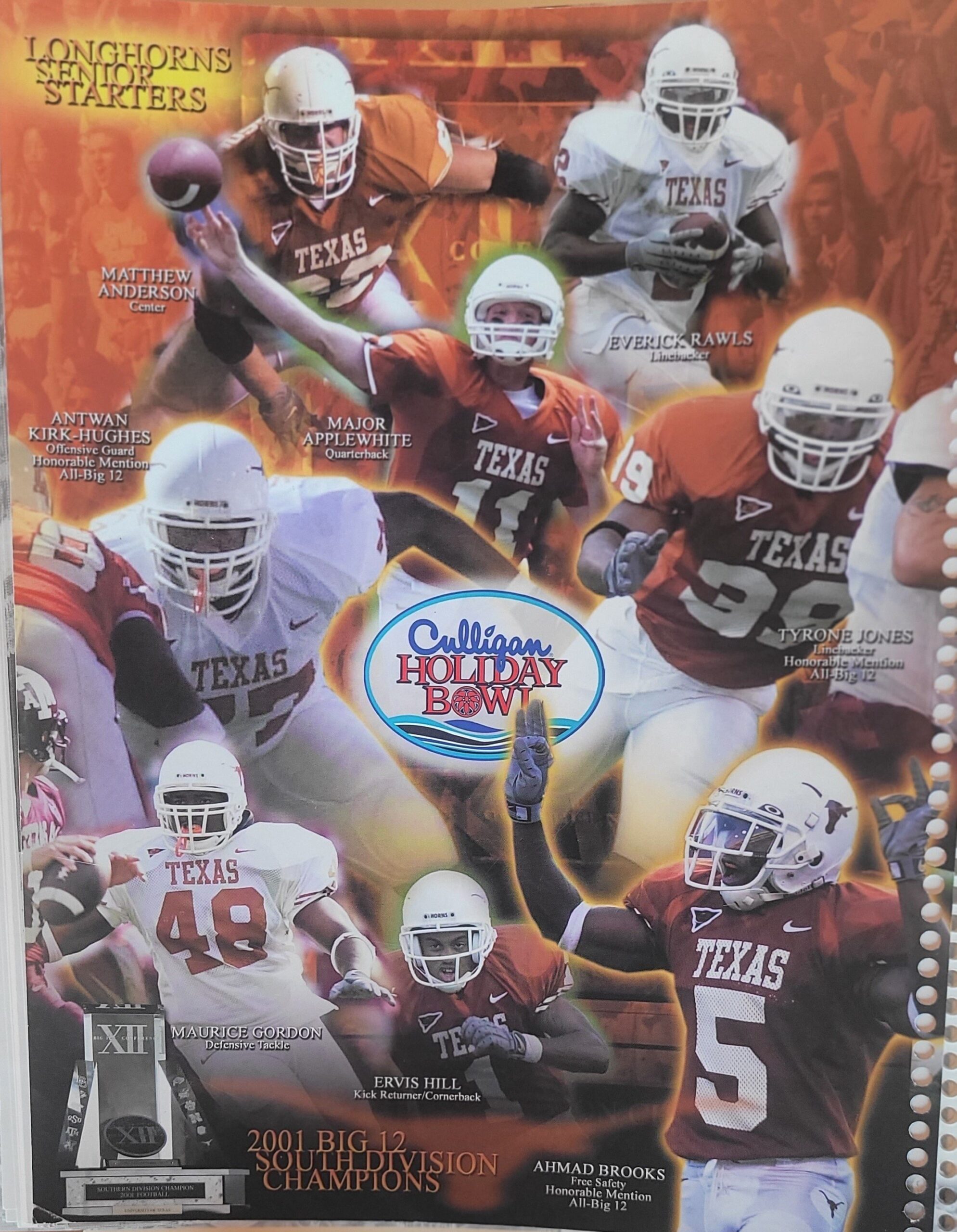 2001-2002 Holiday Bowl programs Anderson, Rawls, Kirk-Hughes, Applewhite, Tyrone Jones, Gordon, Hill, Ahmad Brooks.jpg