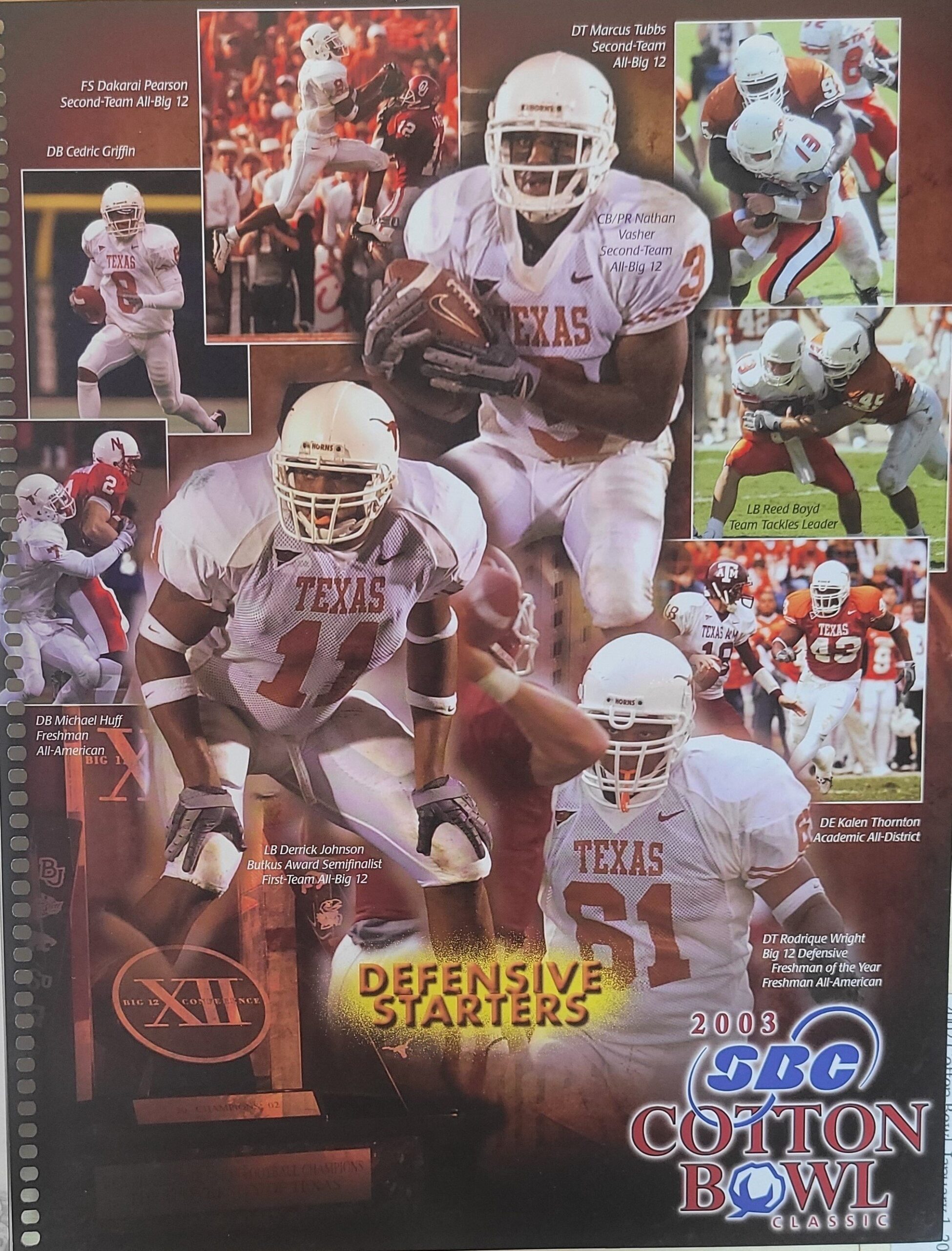 2002-2003 programs  Cotton Bowl   Pearson, Cedric Griffin, Tubbs, Boyd Thornton, Rod Wright, Derrick Johnson, Huff.jpg