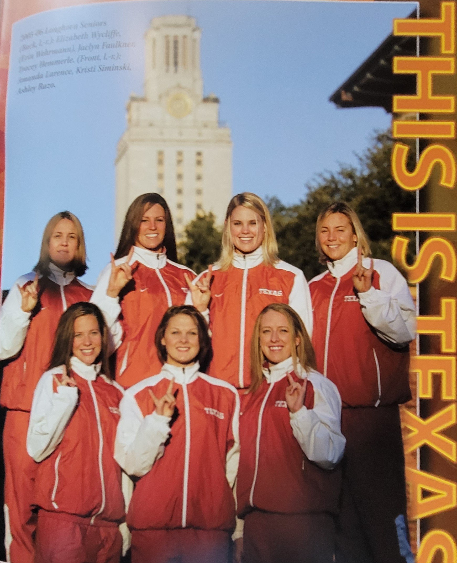  2006 women's swimming  top Elizabeth Wycliffe, Erin Wehrmann, Jaclyn Faulkner, Hemmerle,  bottom - Amade Larence, Kristi  Siminski , Achley Razo 