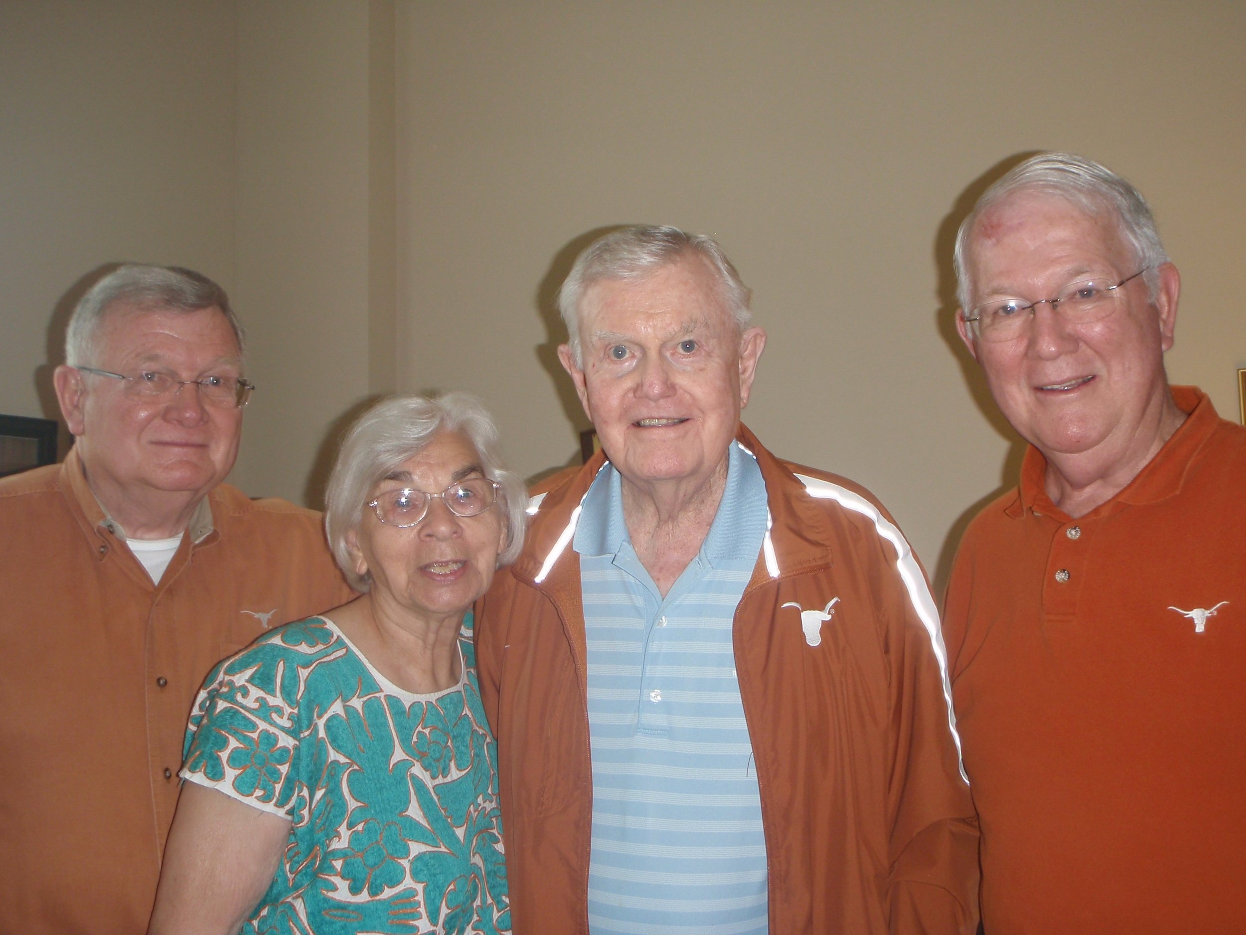 (Left to Right) Drew Morris, Edith Royal, Darrell Royal, and Brett Morris