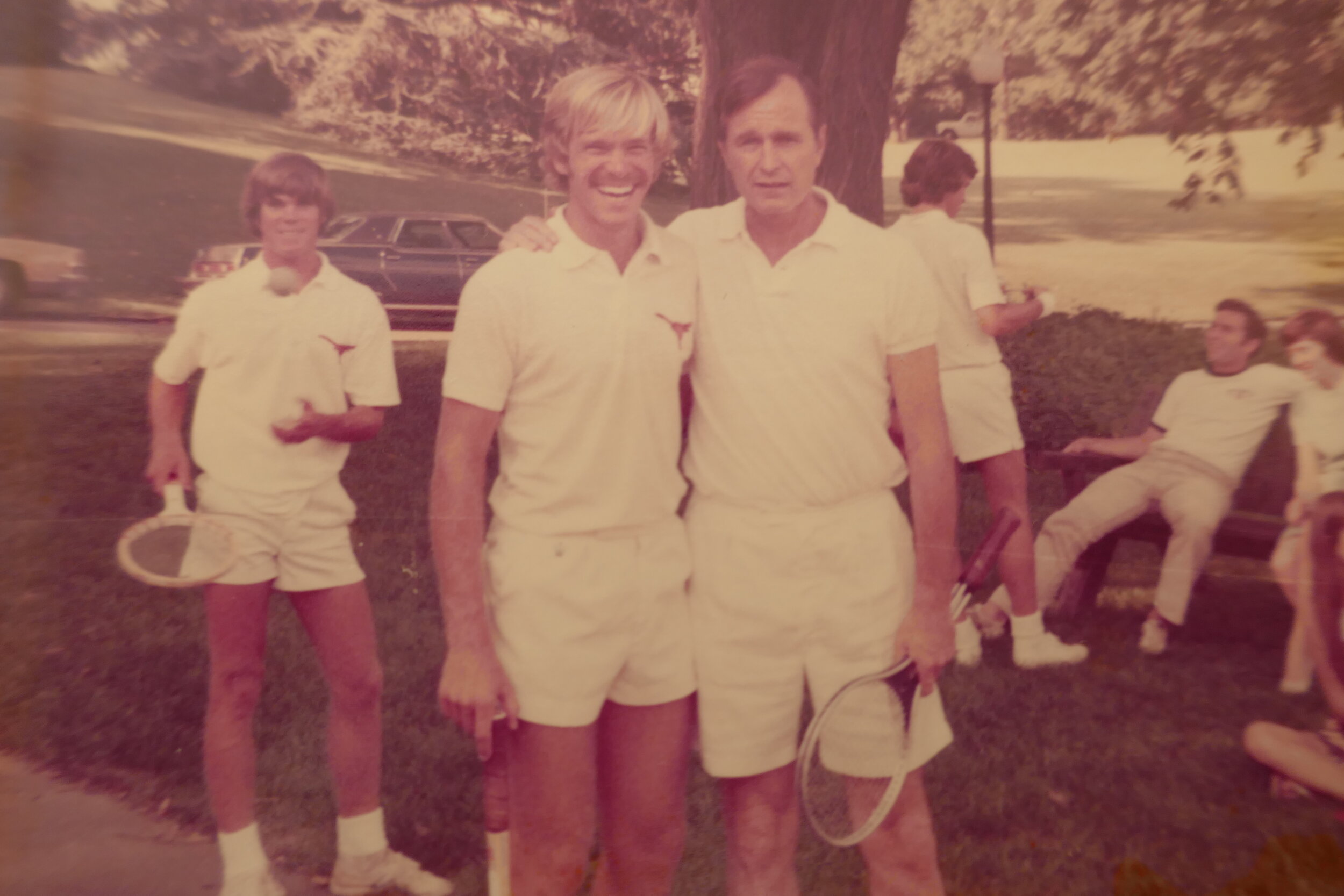 Dan Nelson, Graham Whaling, Bill Fisher with George H.W. and George W. Bush, White House, 1973.JPG