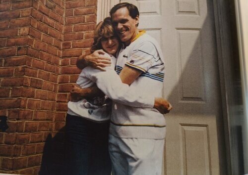  Jim with 16-year-old houseguest and practice partner Steffi Graf of West Germany, one of the greatest female players of all time (winner of each Grand Slam tournament at least four times, plus the “Golden Slam'“ by winning all four majors and the Ol