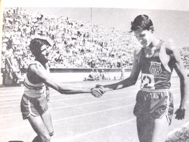 Ricardo congratulating Ryun after a race