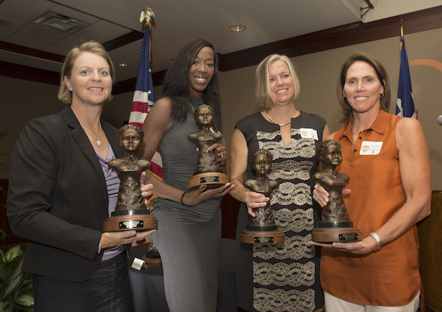 Charlotta Sorenstam golf 1993,  Destinee Hooker 2006 track and volleyball, Tori Trees 1988 swimming, Debbie Risen 1984 swimming,  Juliet Cuthbert (not shown) 1986 Track