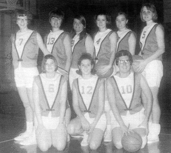  Above picture - Mary Neikirk (#10) successfully petition the UT Administration for a intercollegiate women's basketball team. However, women's basketball was denied as a varsity sport. 1901 Girls rules for basketball still were used.     