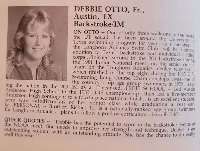 1983 Swimming Walk-on Debbie Otto